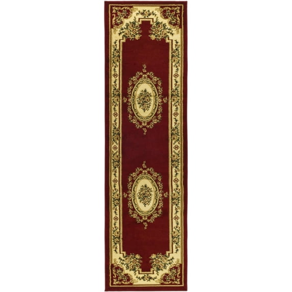 SAFAVIEH Lyndhurst Katherine Traditional Bordered Area Rug, Red/Ivory, 5'3" x 5'3" Round