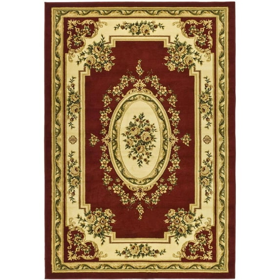 SAFAVIEH Lyndhurst Katherine Traditional Bordered Area Rug, Red/Ivory, 5'3" x 7'6"