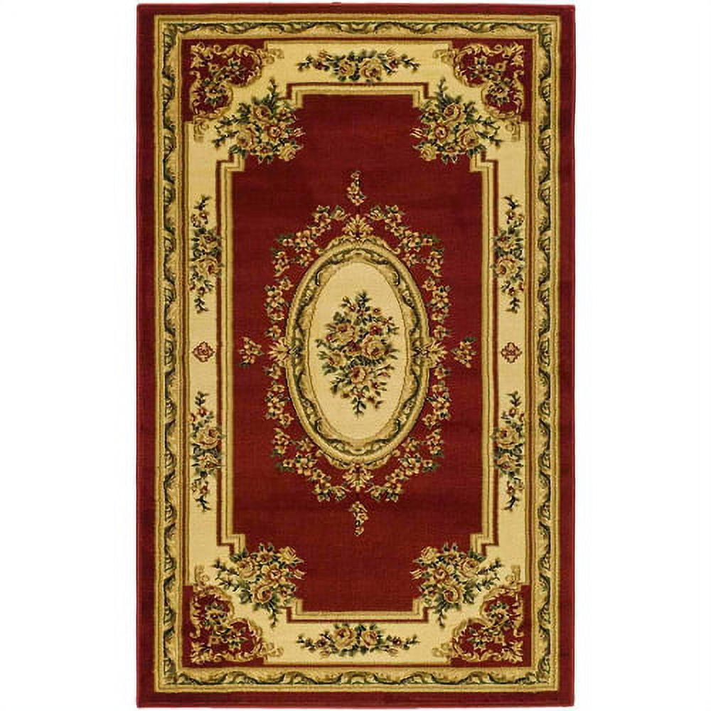 Red and Ivory Synthetic Safavid Style Area Rug