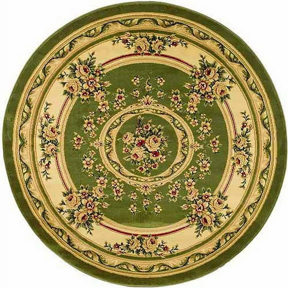 SAFAVIEH Lyndhurst Katherine Traditional Bordered Area Rug, Sage/Ivory, 5'3" x 5'3" Round