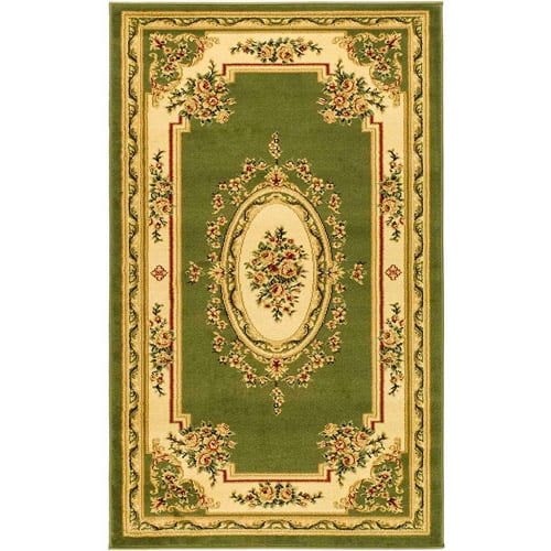 Sage and Ivory Floral Rectangular Area Rug, 8' x 11'
