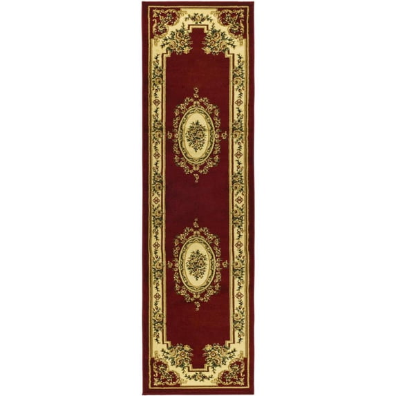 SAFAVIEH Lyndhurst Katherine Traditional Bordered Runner Rug, Red/Ivory, 2'3" x 12'