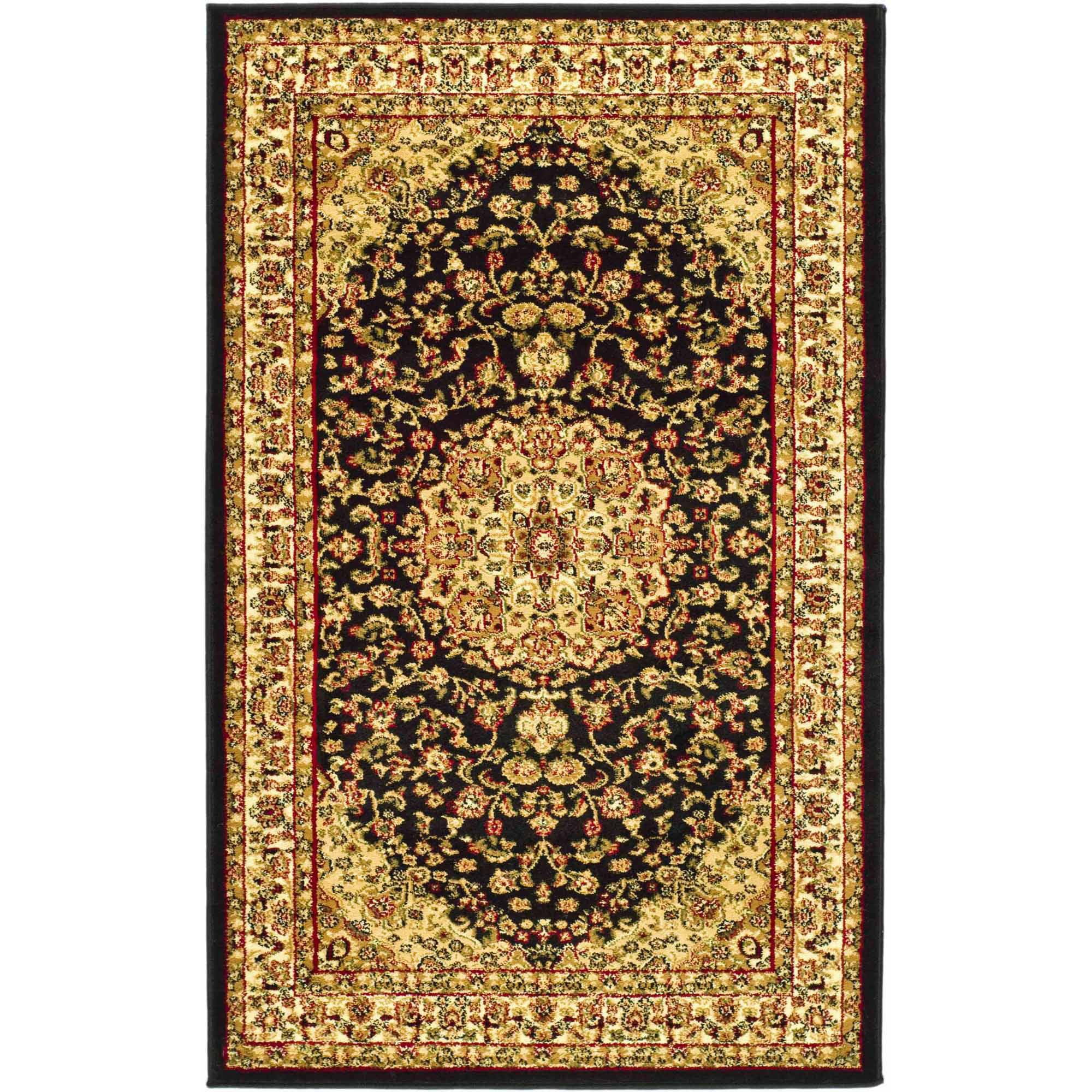 SAFAVIEH Lyndhurst Katrina Floral Border Area Rug, Black/Ivory, 3'3