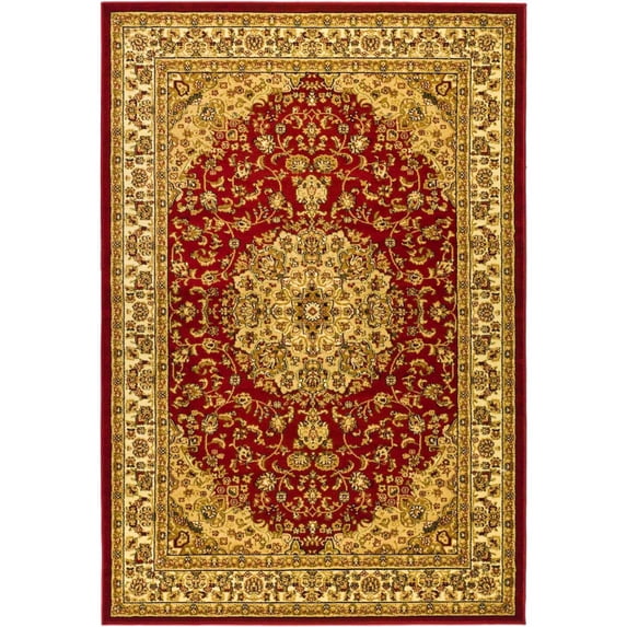SAFAVIEH Lyndhurst Katrina Floral Border Area Rug, Red/Ivory, 5'3" x 7'6"