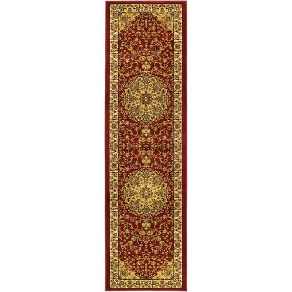 SAFAVIEH Lyndhurst Katrina Floral Border Area Rug, Red/Ivory, 8' x 8' Round
