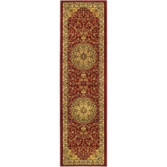 SAFAVIEH Lyndhurst Katrina Floral Border Runner Rug, Red/Ivory, 2'3" x 12'