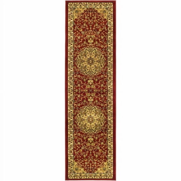 SAFAVIEH Lyndhurst Katrina Floral Border Runner Rug, Red/Ivory, 2'3" x 16'