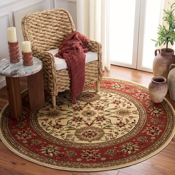 Safavieh Lyndhurst Victoria Floral Area Rug, Ivory/Rust, 8' x 8' Round