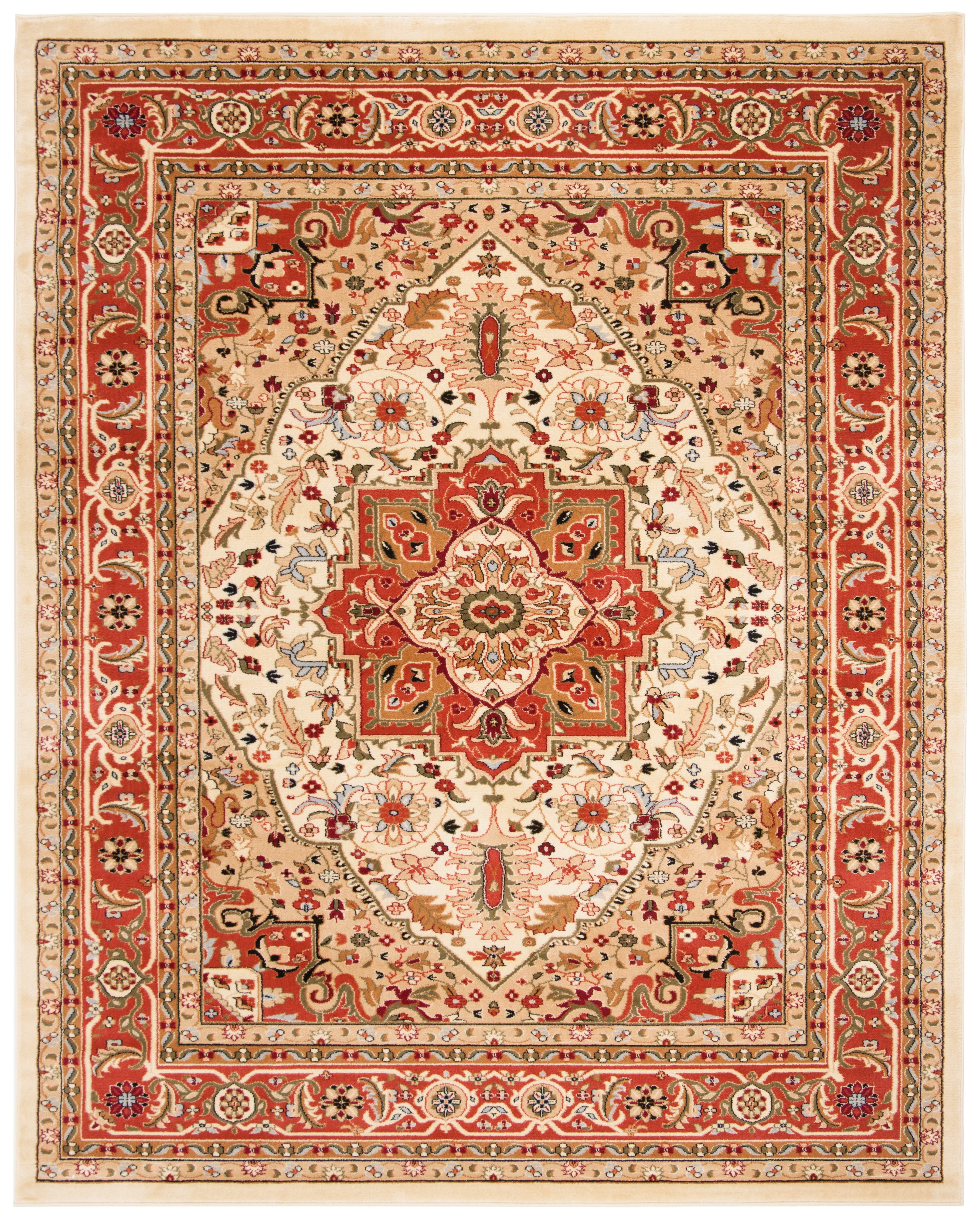 Ivory and Rust Hand-Knotted Synthetic 6' x 9' Area Rug