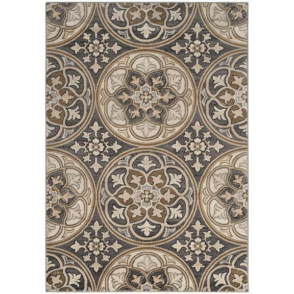 SAFAVIEH Lyndhurst Madeline Geometric Circles Area Rug, Light Grey/Beige, 4' x 6'