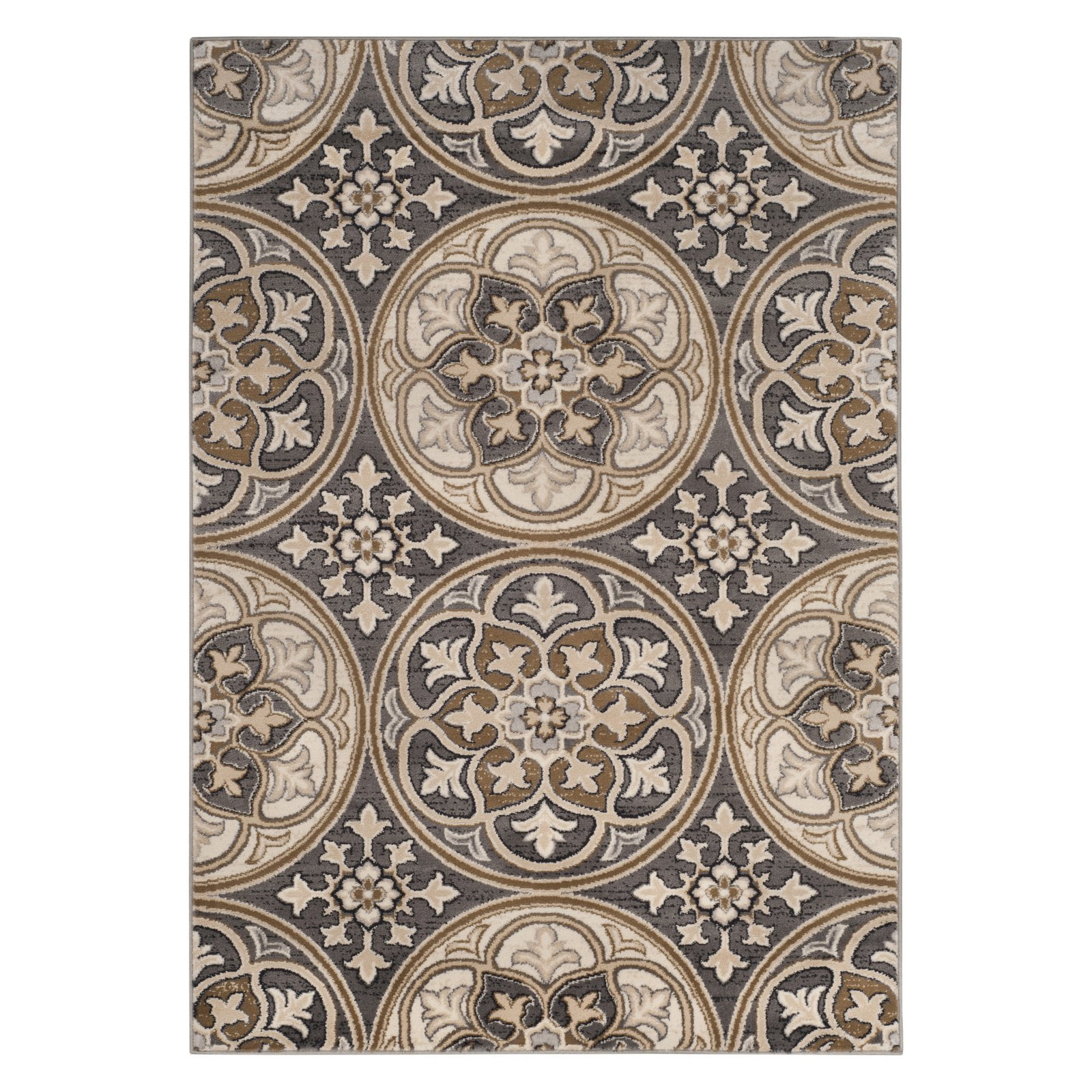 Light Grey and Beige 4' x 6' Safavid Style Area Rug