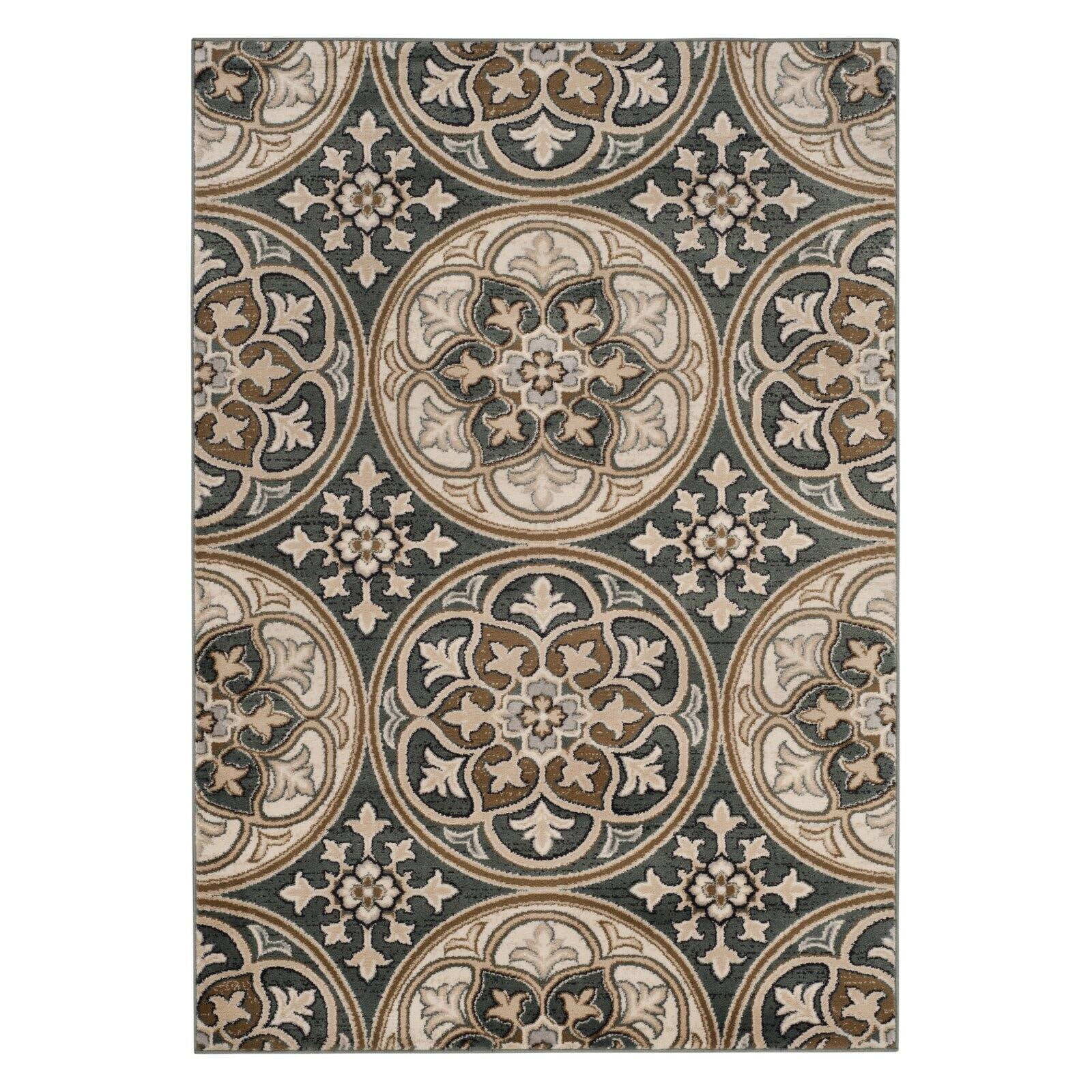 Safavieh Slate Blue and Beige Synthetic Safavid Style Runner Rug