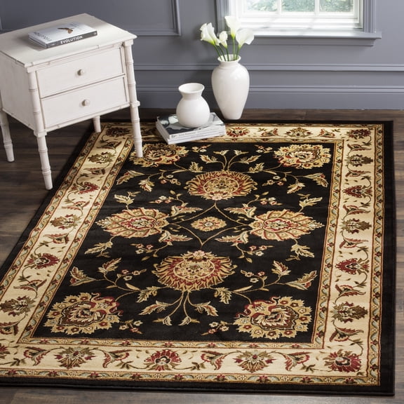 SAFAVIEH Lyndhurst Manuel Traditional Border Area Rug, Black/Ivory, 8' x 11'