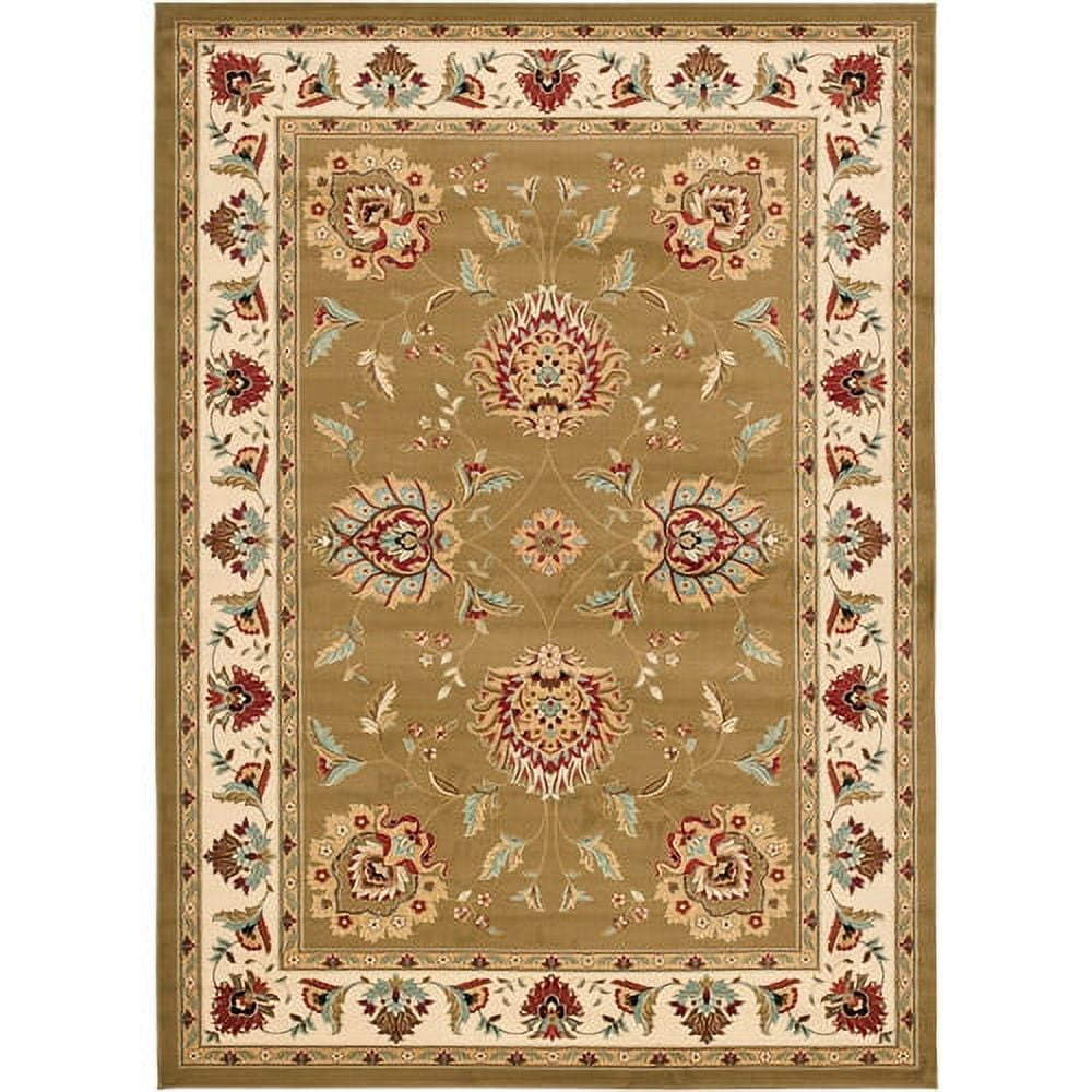 Lyndhurst Green and Ivory Synthetic Safavid Style Rug, 6'7" Square