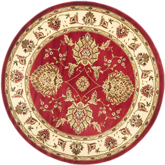SAFAVIEH Lyndhurst Manuel Floral Area Rug, Red/Ivory, 5'3" x 5'3" Round