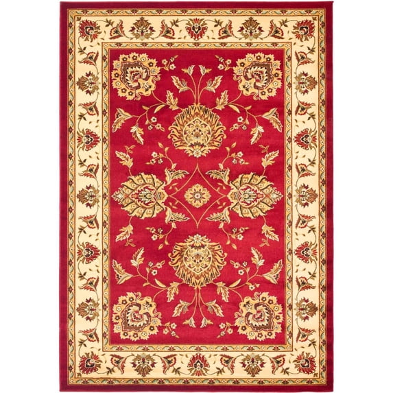 SAFAVIEH Lyndhurst Manuel Traditional Border Area Rug, Red/Ivory, 5'3" x 7'6"
