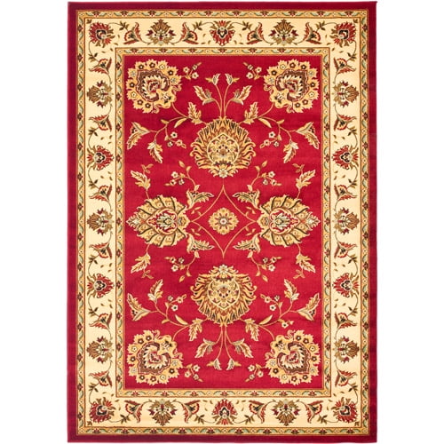 Red and Ivory Rectangular Tufted Synthetic Runner Rug