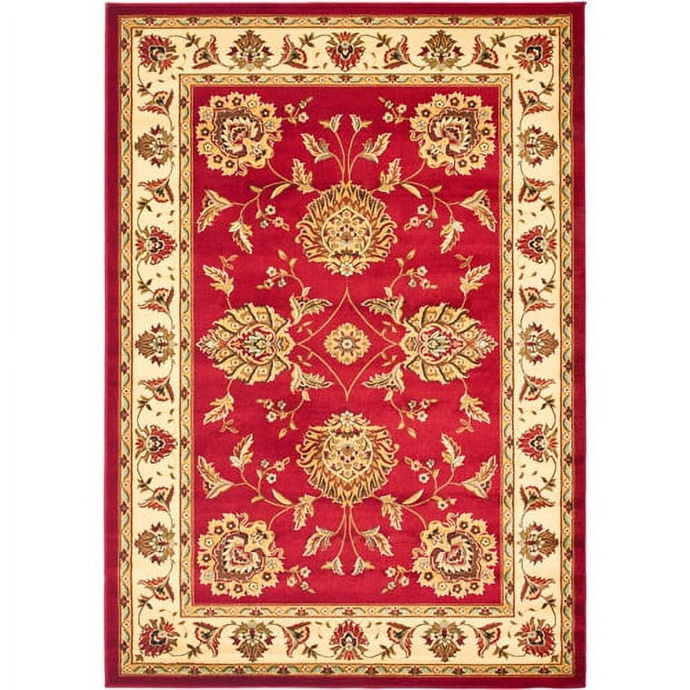 Red and Ivory Rectangular Tufted Synthetic Runner Rug
