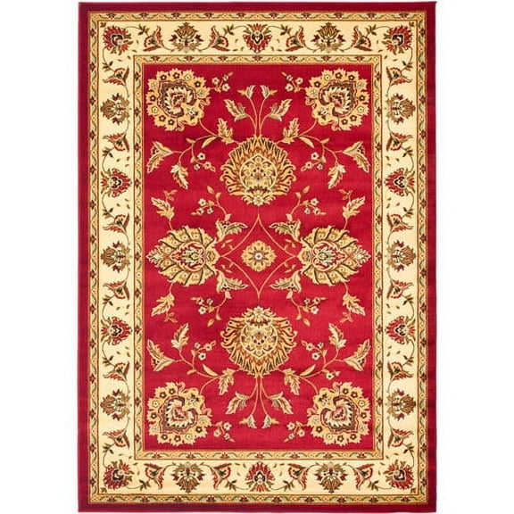 SAFAVIEH Lyndhurst Manuel Traditional Border Area Rug, Red/Ivory, 6'7" x 9'6"