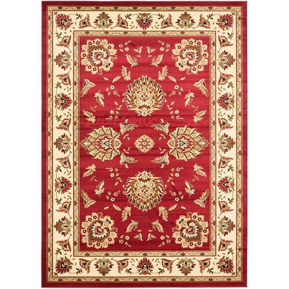 SAFAVIEH Lyndhurst Manuel Traditional Border Area Rug, Red/Ivory, 8' x 11'