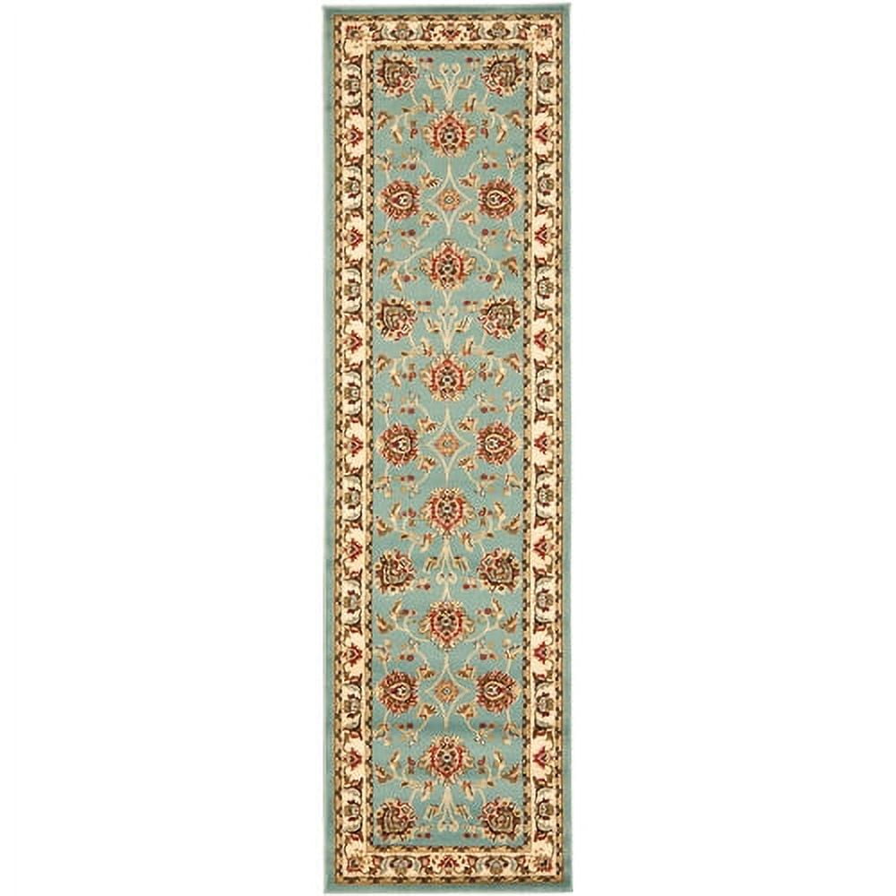 Lyndhurst Blue and Ivory Floral Border Runner Rug