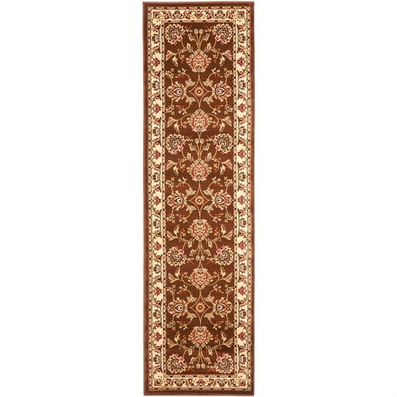 SAFAVIEH Lyndhurst Manuel Traditional Border Runner Rug, Brown/Ivory, 2'3" x 16'