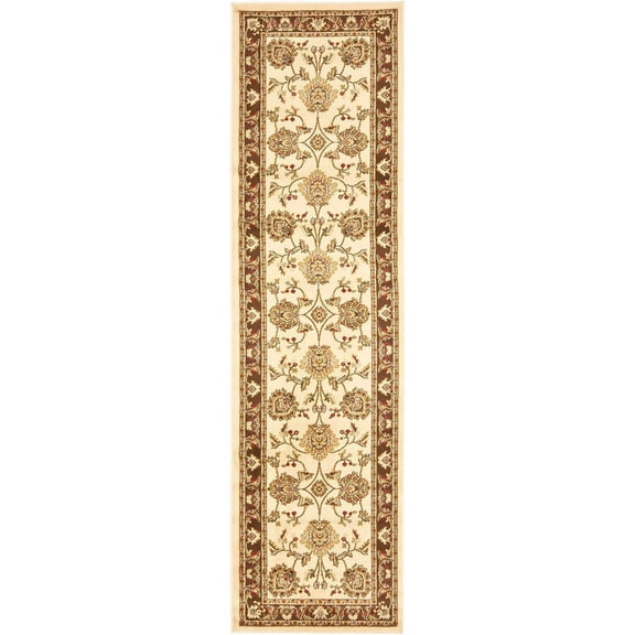 SAFAVIEH Lyndhurst Manuel Traditional Border Runner Rug, Ivory/Brown, 2'3" x 16'