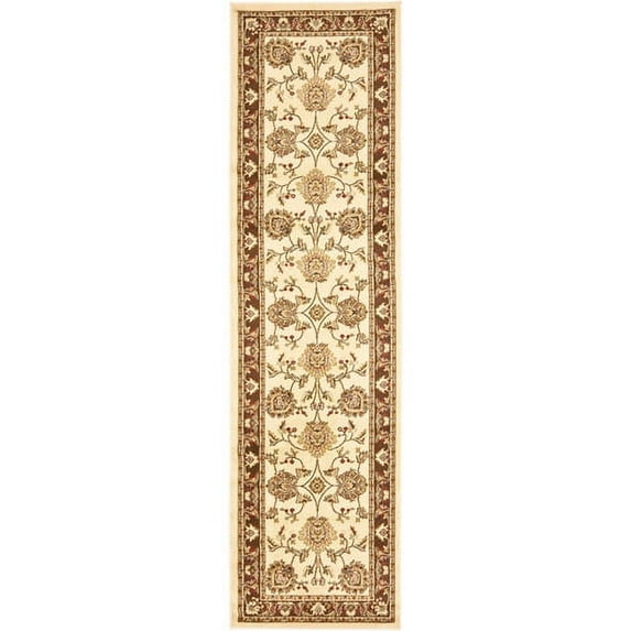 SAFAVIEH Lyndhurst Manuel Traditional Border Runner Rug, Ivory/Brown, 2'3" x 8'