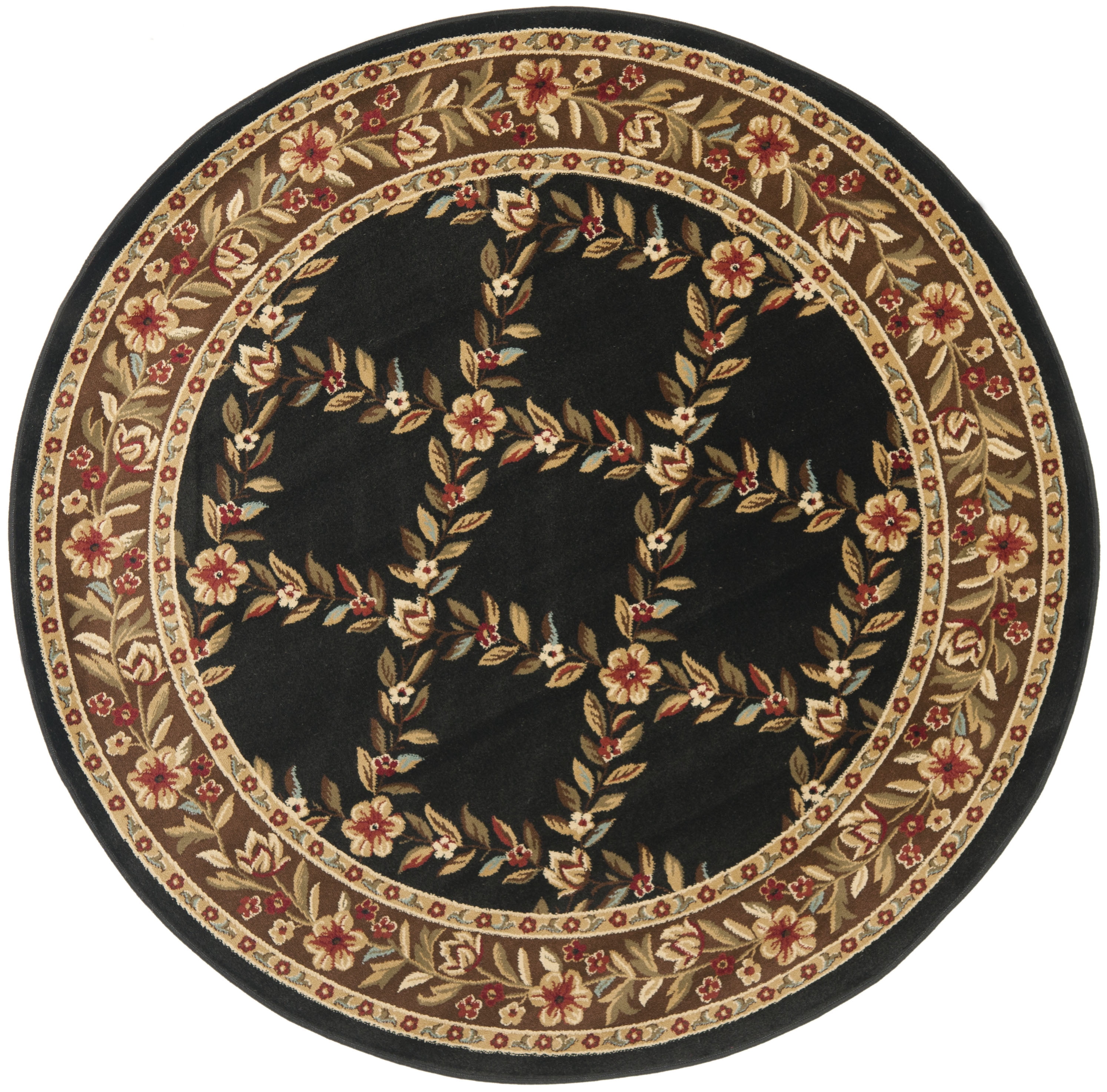 SAFAVIEH Lyndhurst Marshall Floral Border Area Rug, Black/Brown, 5'3" x