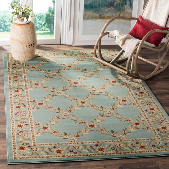 SAFAVIEH Lyndhurst Marshall Floral Border Area Rug, Blue, 4' x 6'