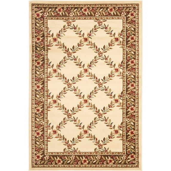 SAFAVIEH Lyndhurst Marshall Floral Border Area Rug, Ivory/Brown, 8' x 11'