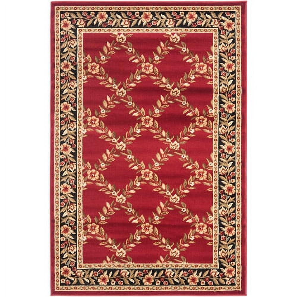 Lyndhurst Red and Black Floral Synthetic 4' x 6' Area Rug