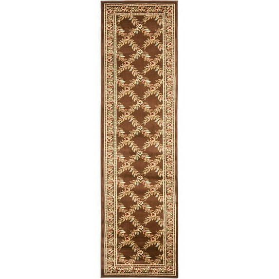 SAFAVIEH Lyndhurst Marshall Floral Border Runner Rug, Brown, 2'3" x 16'