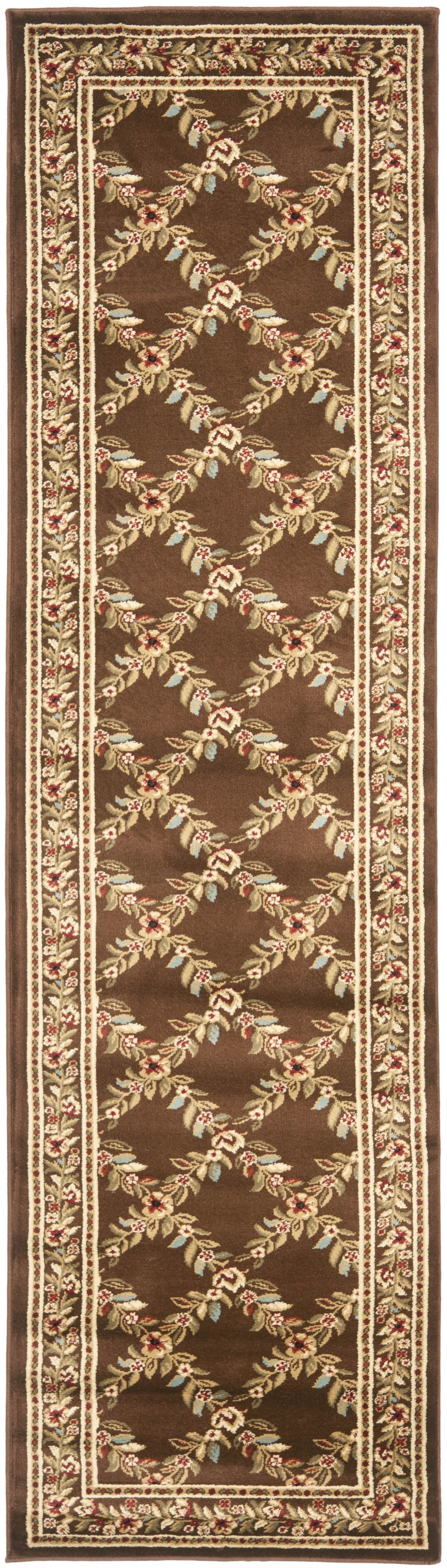SAFAVIEH Lyndhurst Marshall Floral Border Runner Rug, Brown, 2'3" x 8'