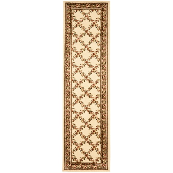 SAFAVIEH Lyndhurst Marshall Floral Border Runner Rug, Ivory/Brown, 2'3" x 16'