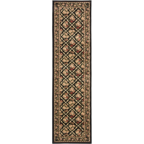 SAFAVIEH Lyndhurst Mason Floral Border Area Rug, Black, 6'7" x 9'6"
