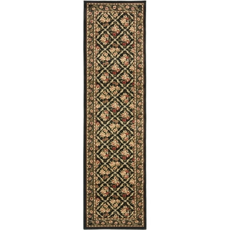 SAFAVIEH Lyndhurst Mason Floral Border Area Rug, Black, 8' x 11'