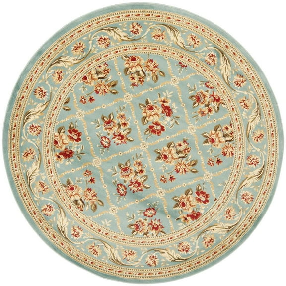 SAFAVIEH Lyndhurst Mason Floral Border Area Rug, Blue, 5'3" x 5'3" Round