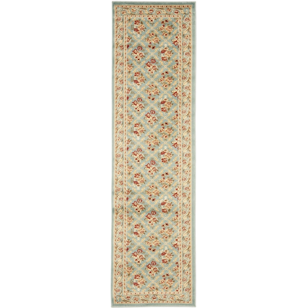 Blue Floral Border Square Synthetic Area Rug