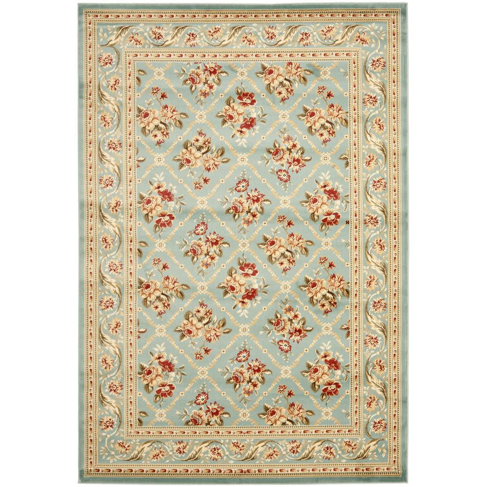 Lyndhurst Blue Floral Border Medium Pile Area Rug