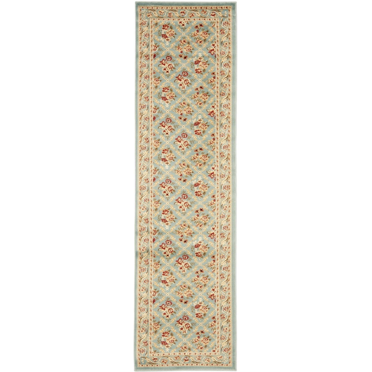 Lyndhurst Blue Floral Border Medium Pile Area Rug