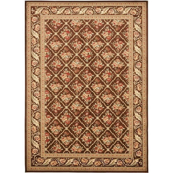 SAFAVIEH Lyndhurst Mason Floral Border Area Rug, Brown, 6'7" x 9'6"