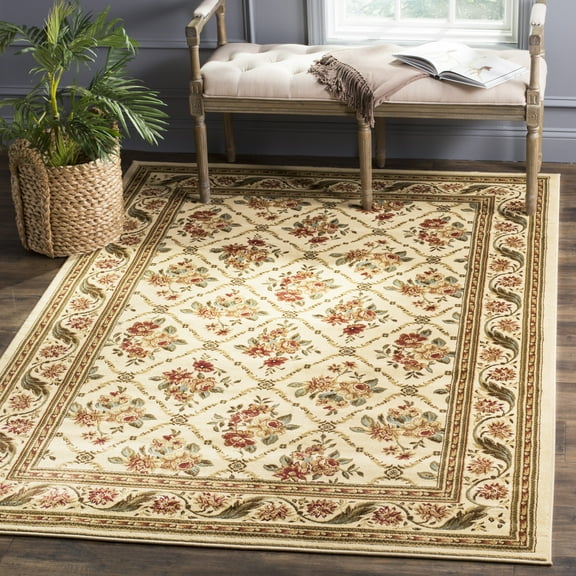 SAFAVIEH Lyndhurst Mason Floral Border Area Rug, Ivory, 3'3" x 5'3"