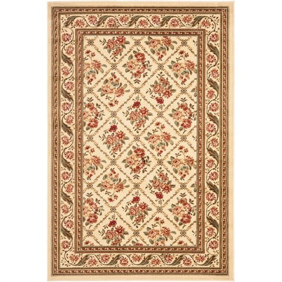 SAFAVIEH Lyndhurst Mason Floral Border Area Rug, Ivory, 6'7" x 6'7" Square