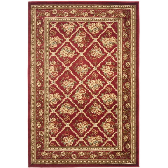 SAFAVIEH Lyndhurst Mason Floral Border Area Rug, Red, 3'3" x 5'3"