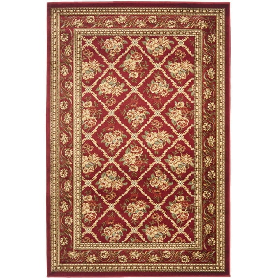 SAFAVIEH Lyndhurst Mason Floral Border Area Rug, Red, 3'3" x 5'3"