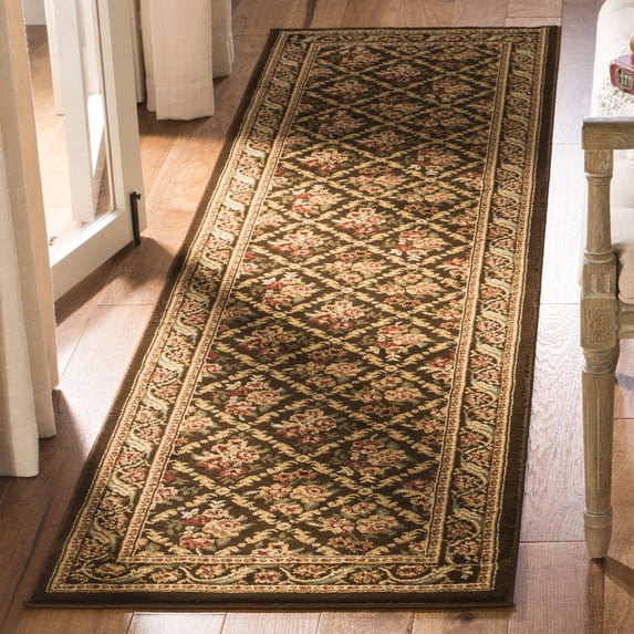 SAFAVIEH Lyndhurst Mason Floral Border Runner Rug, Brown, 2'3" x 16'