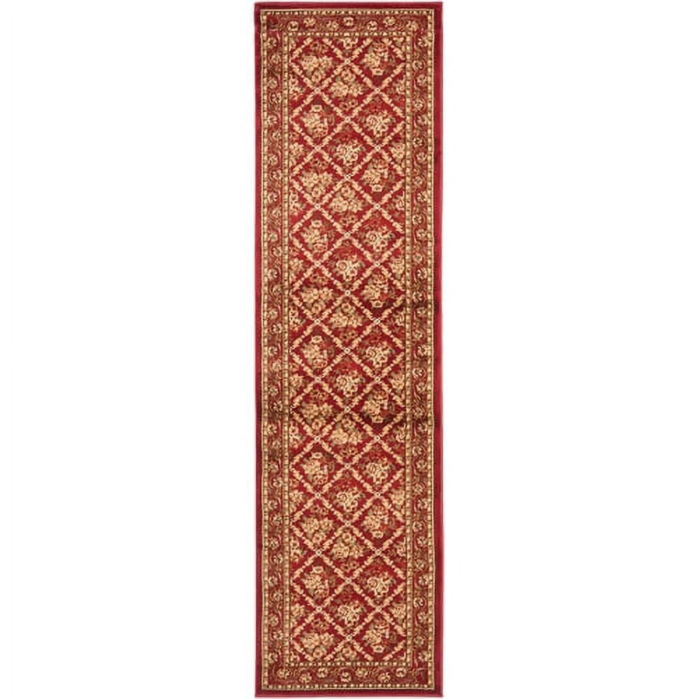 Red Floral Synthetic Runner Rug, 2'3" x 12'