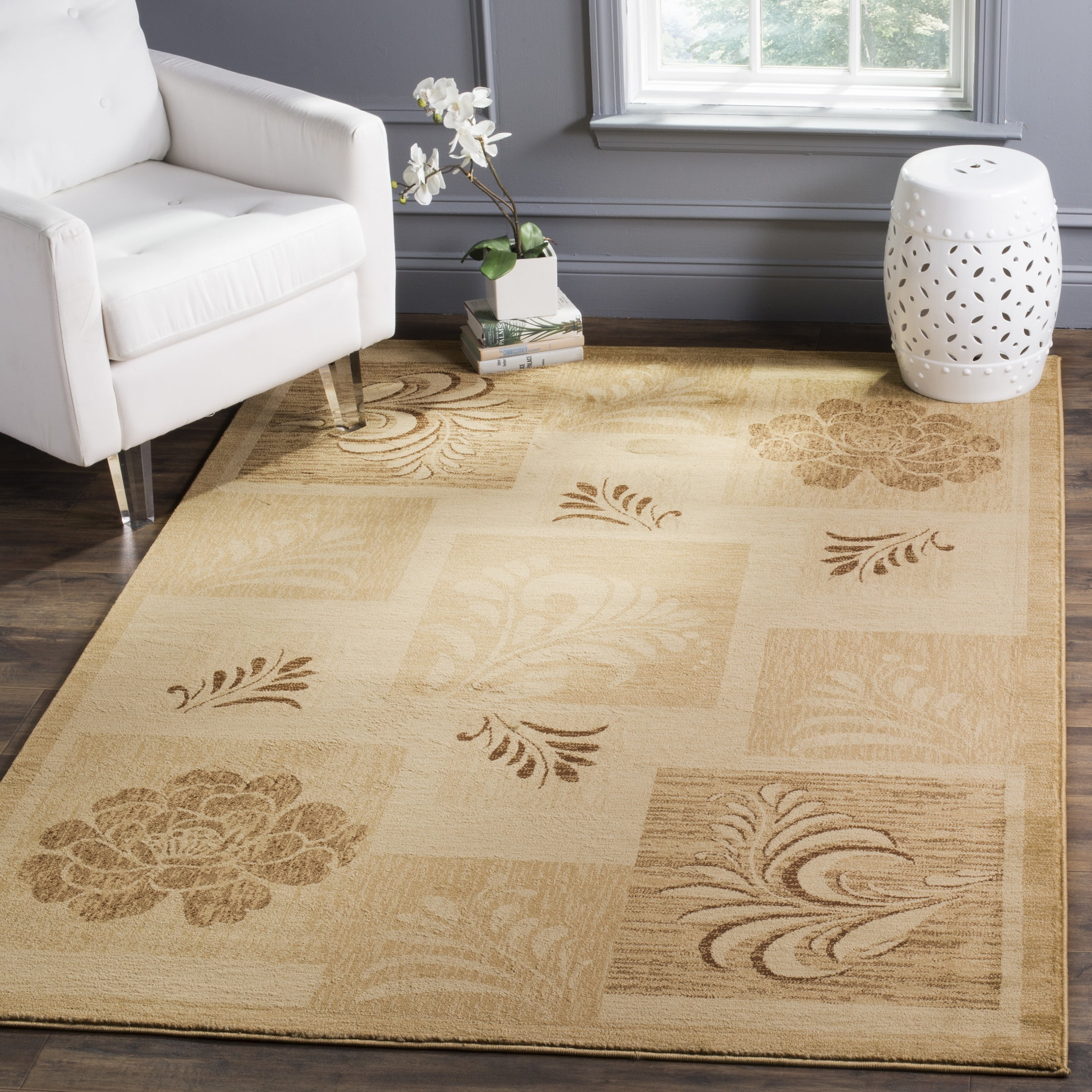 Ivory and Multi 12' x 15' Synthetic Patchwork Area Rug