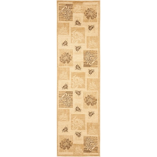 Ivory and Multicolor Floral Patchwork Area Rug, 2'3" x 8'